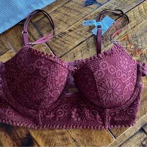 Aerie Balconette Lace Longline Bra -  Push-Up Support